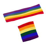 Pack Pulsera Muñequera Lgbt + Cintillo Arcoiris Orgullo Gay