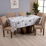 Toalha De Mesa 1 Peça Pratik 8 Lugares Floral Azul