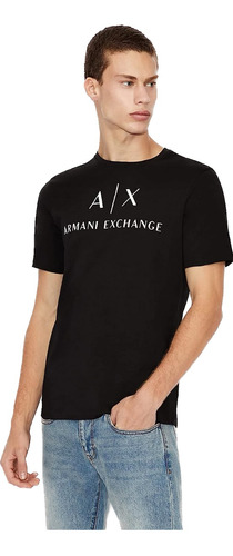 Playera Armani Exchange Original Negro Logo Ax Negro Slim