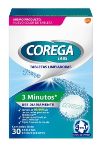 Combo Corega Tabs Efervescentes Limpiador 3 Minutos X 2u