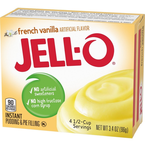 Gelatina Jello Vainilla Francesa Instantaneo Pudin 96g