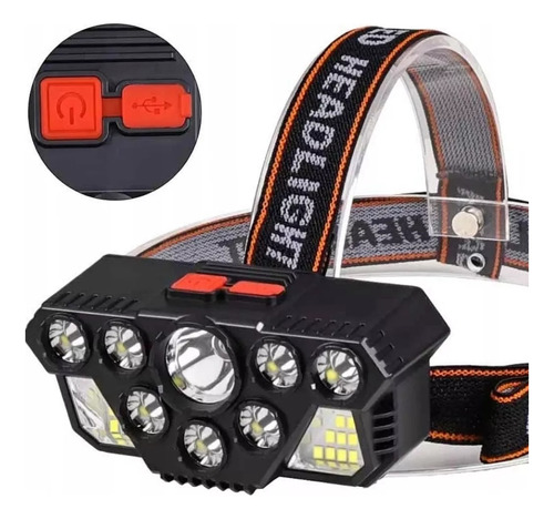 Linterna Led Minero Frontal 7 Led Impermeable Recargable Usb