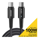 Cable Tipo C Essager 5a Carga Rapida 100w Para iPhone 15/ Macbook/ Samsung/ Huawei/ Dell/ Hp/ Lenovo - 2 Mts