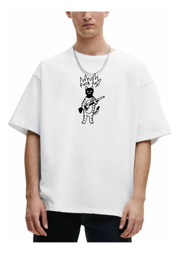 Remera Cat Fuck Off Gato Nu Goth Aesthetic Oversized Adulto