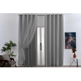 Cortina Longa Blackout Pvc Com Tecido Voil 2,80 X 2,30