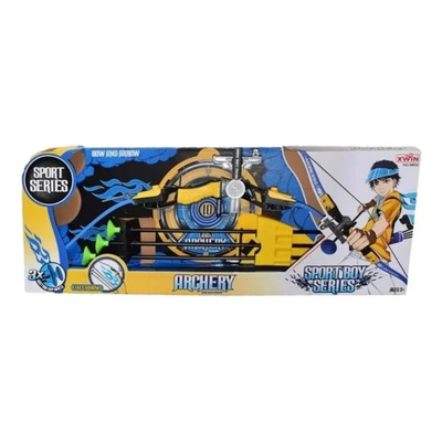 Juguete Arco De Tiro Con Flechas Y Laser 78cm Deportes Color Amarillo