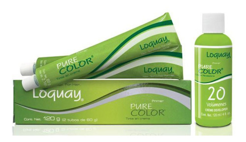 9 Tinte Pure Color Loquay 2 Tubos 60 Grs + Peróxido 20 Vol.