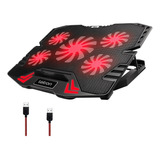 Base Suporte Notebook Gamer Com 5 Cooler Rgb Vermelho 