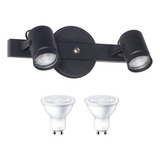 Spot Aplique De Pared Granada 2xgu10 Ferrolux + 2 Dicros Led