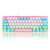 Teclado Redragon K642r-pwb Akali Ice Cream Switch Brown Cor De Teclado Rosa Branco E Azul Idioma Português Brasil