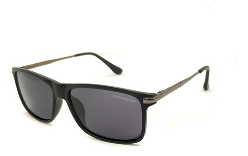 Lentes Sol Anteojos Kevingston Polarizado Hombre Kvn Tanok Lente Negro Varilla Negro Brillo Armazón Negro Brillo Diseño Ocean