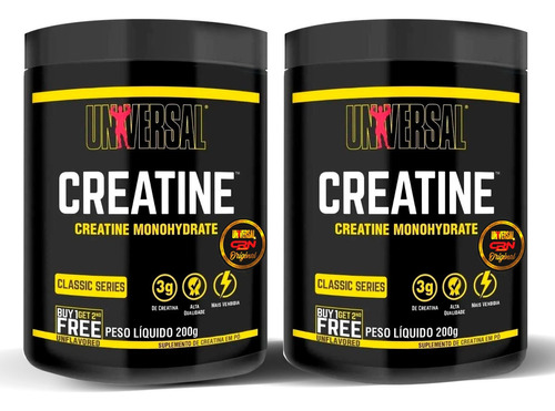 Creatina Monohidratada Universal Nutrition 200g + 200g Creatine Pura Suplemento Em Pó Universal Nutrition