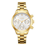 Reloj Loix Dama L1257-1 Dorado Con Tablero Plateado