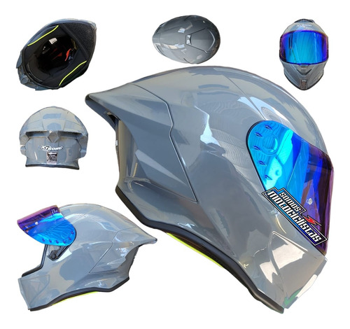 Casco Moto Xtrong Deportivo 820 Gris Doble Certificacion 