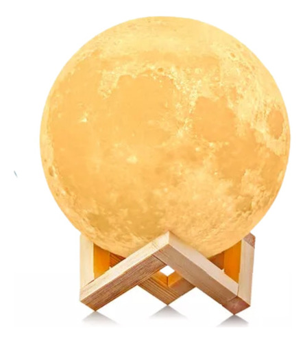 Luminária Lua Cheia Realista Com Base Sem Fio Monocromática