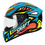 Casco Para Moto Sh522 Atom Azul Mate Amarillo Talla Xl Shaft