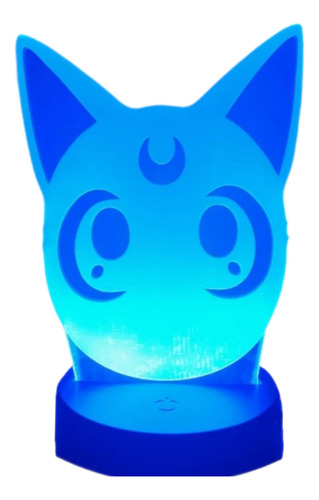 Lámpara Led Ilusión 3d Gato Luna Sailor Moon 7 Colores