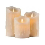 Set 3 Velas Velones Led Calido Efecto Fuego Sin Humo Llama X