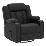 Sillón Masajeador Reclinable Calor Giratorio Negro Comhoma