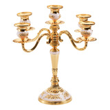 Candelabro De 5 Brazos Portavelas Dorado De 32 Cm Para Event