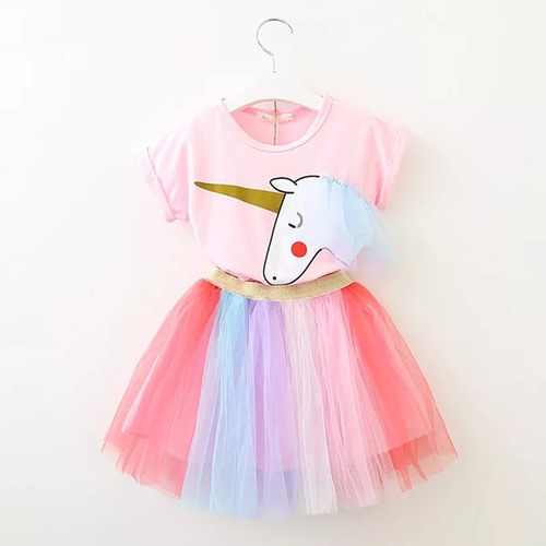 Vestido De Unicornio Para Niñas Conjunto Fiesta Tutu Disfraz