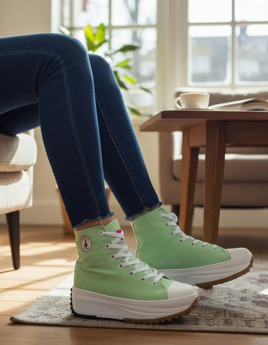 Tenis Plataforma Alta Chunky Botin Modernos Ligeros Dama