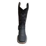 Bota Vaquera Rodeo Dama 711 Bulldog Negro Toro Moro