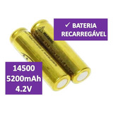 Bateria Recarregável 14500 4.2v Li-ion Lanterna Tatica Led