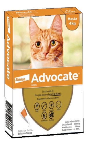 Advocate Antipulgas Larvas Para Gatos 1 A 4 Kilos Y Hurones