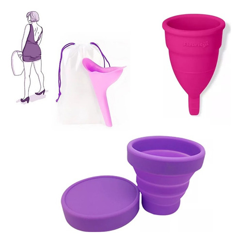 Kit Copa Menstrual Fleurity + Urinal Mujer Pis Parada + Vaso