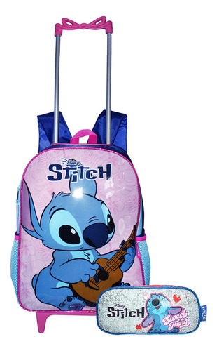 Kit Mochila Lilo & Stitch Filme Meninas Escolar Estojo Rodin