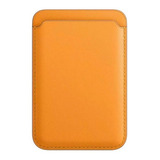 Tarjetero Cellbox Magnético De Cuero Para iPhone 12 / 13 / 14 / 15 - Compatible Con Magsafe - Color Mostaza