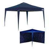 Kit Tenda Gazebo Base E Topo 3x3 M + 2 Paredes Sem Janela Az