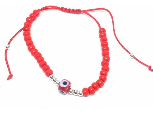 Pulsera Mujer Hombre Ojo Turco 8 Mm Suerte Amuleto Hilo Rojo