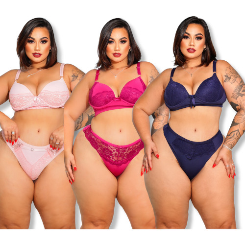 Conjunto Calcinha E Sutiã Plus Size Fio Dental Fio Duplo