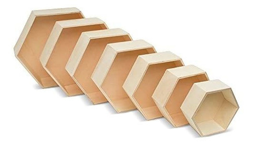 Estantes Flotantes Hexagonales De Madera Con Respaldos, Jueg