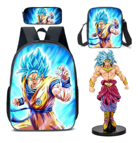 4 Pçs/set Dragon Ball Goku Mochila+bolsa De Ombro+broly