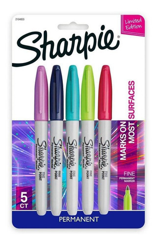 Marcador Permanente Sharpie Ponta Fina Cosmic Color 5 Cores