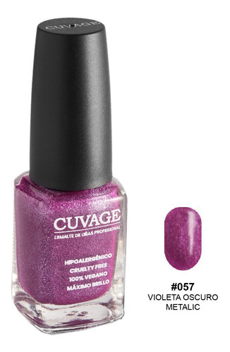 Esmaltes De Uñas Tradicional Sin Tacc Cuvage Pro Keratine Color #057 Violeta Oscuro Metalic