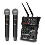 Mixer Audio 4 Canales Mkpro Con 2 Micrófonos Inalámbrico Uhf