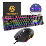 Teclado Mouse Mecânico Abnt2 Gamer Rgb Led Switch Blue Be-k2