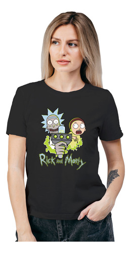 Polera Mujer Rick And Morty Gun Algodón Orgánico Wiwi