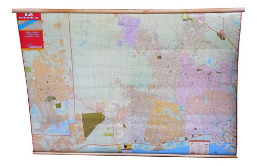 Mapa Gran Buenos Aires Zona Sur Varillado 95x130cm Doble Faz