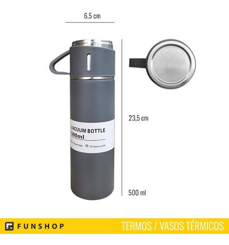 Termo Botella Acero Inoxidable 500ml Tapa Con Taza