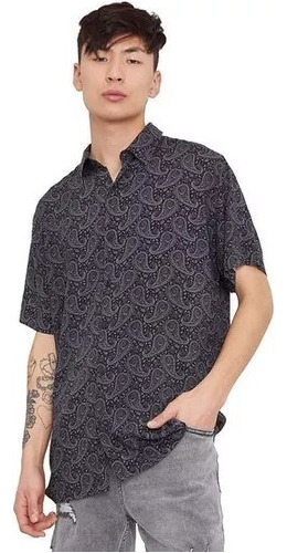 Camisa Guayabera Paisley Negra Bandana