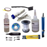 Kit Salva Chip Malha Fluxo Sugador Solda Pinça Vacuo Kapton