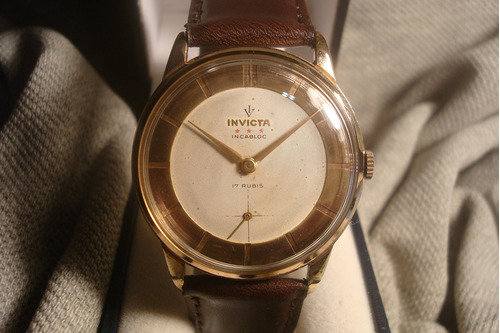 Precioso Reloj Invicta Antiguo 1957 Oro Plaque18k Unico Joya