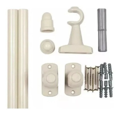 Kit De Varal Para Cortina 1 Metro 19mm Plástico Duro .