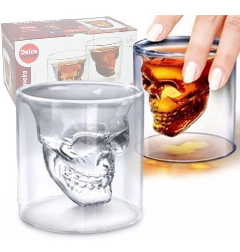 Kit  Copos Shot Caveira   150 Ml  Tequila Whisky Skull