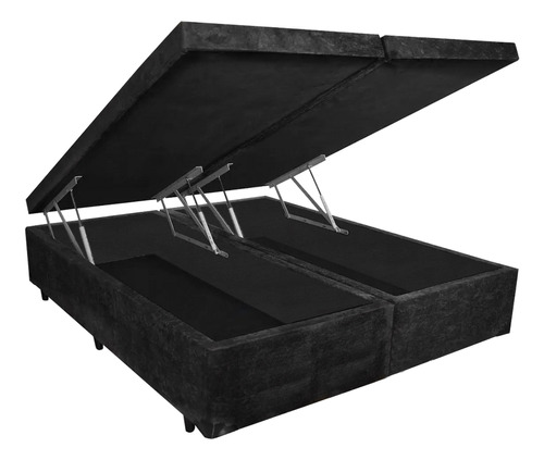 Cama Box Baú Nobre Bi-partida Viúva Suede Preto 128x188 Ret